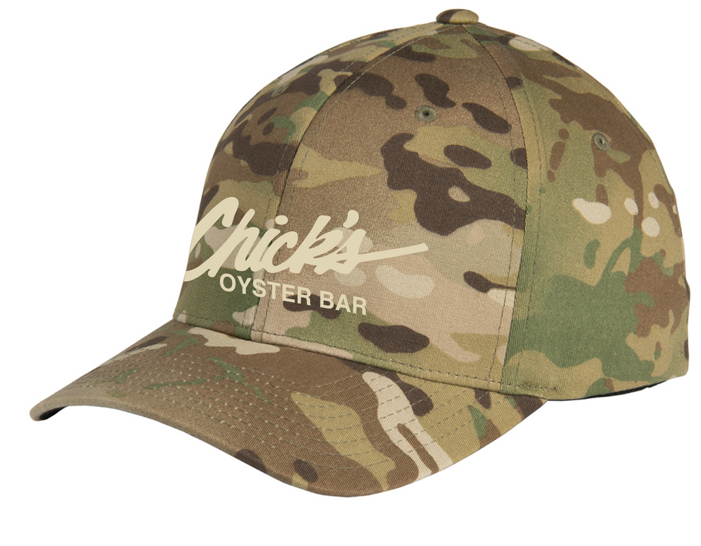 Chick's Traditional Logo Flexfit Camo Hat – chicks-oyster-bar